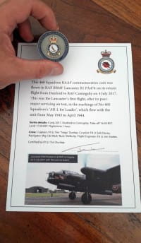 460 Squadron commemorative coin and certificate