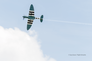Spitfire-PR-oil-leak-Gary-Eason-sm BBMF Spitfire trailing smoke in flight