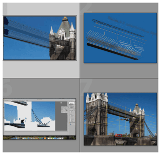 Screenshots of Photoshop details of Tower Bridge