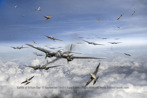 Battle-of-Britain-Day-Gary-Eason-sm Mass aerial combat scene in 1940