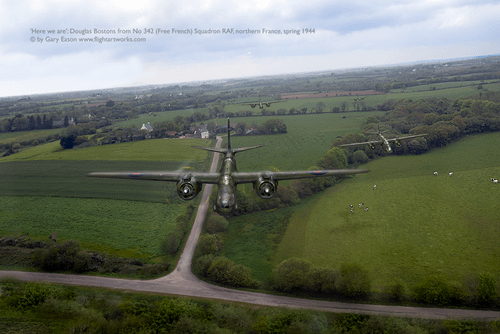 RAF-Bostons-low-level-France-FB Part of the D-Day series: 'Free French' RAF Bostons on a low-level strike prior to the invasion