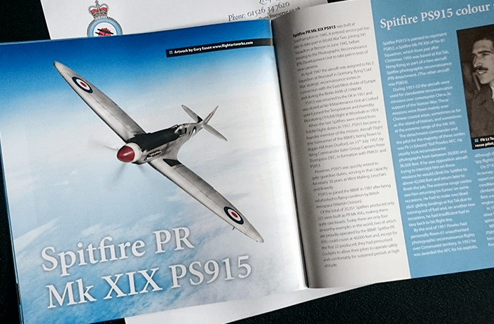 The Flight Artworks 'silver Spitfire' as it appears in the BBMF Visitor Guide