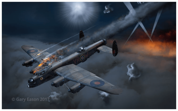 Lancaster KB799 under fire