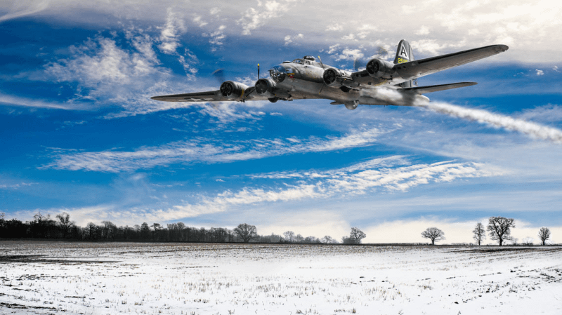 B-17 “Hell’s Halo” comes in for a crash landing