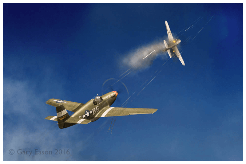 US Mustang firing on German Me 109